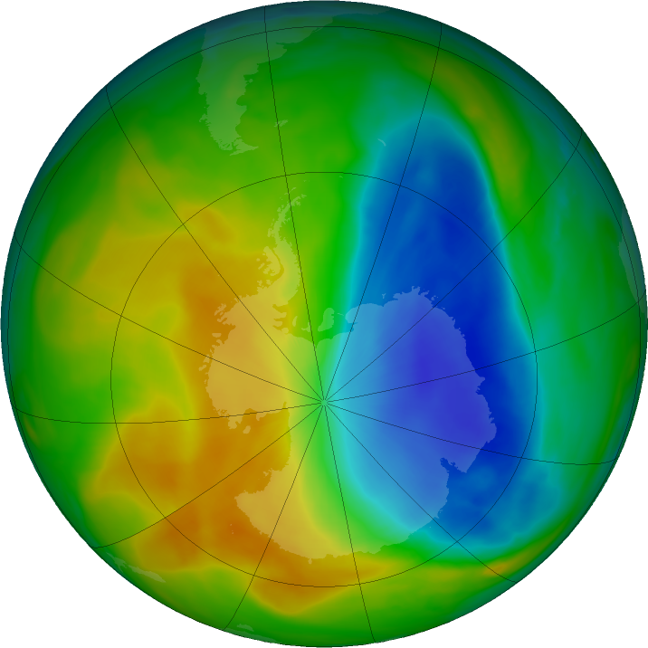 Antarctic ozone map for 08 November 2017
